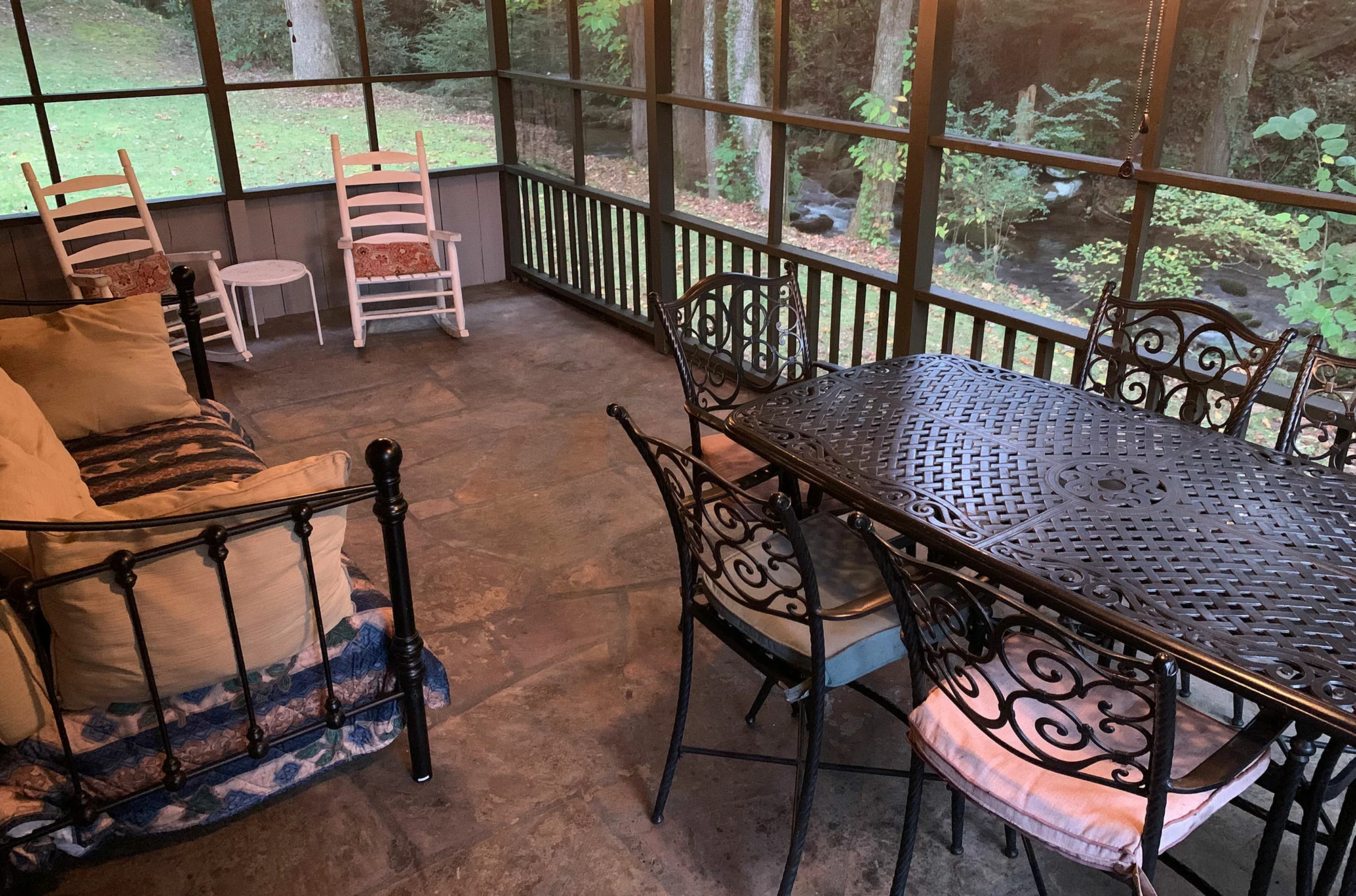 table and chairs on porch