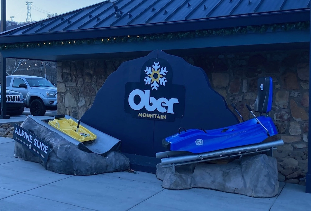 Ober mountain side with sleds